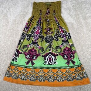 Mesmera Wide Smocked Waistband Boho Skirt Womens Small Fair Trade‎ Festival Arts